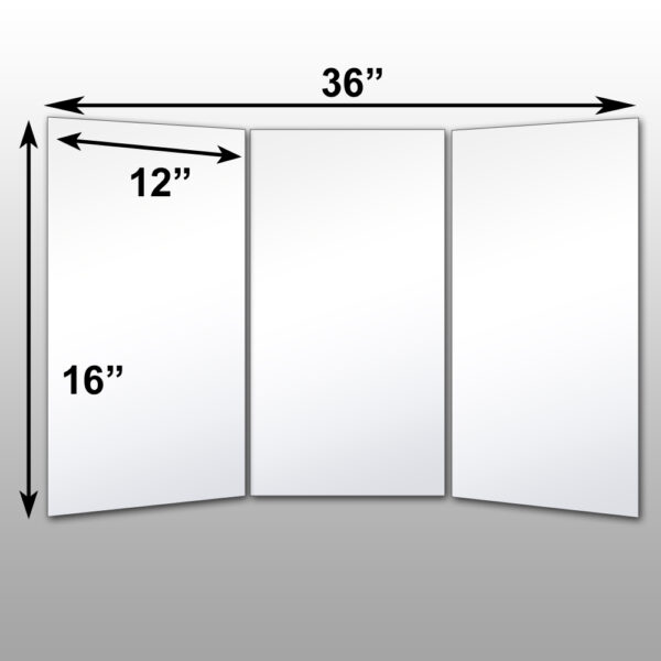 Mirrorlite® Folding Glassless Mirror(3 Panels) 16" x 36" x .75"(Opened) 12" x 16" x 2.25"(Folded)