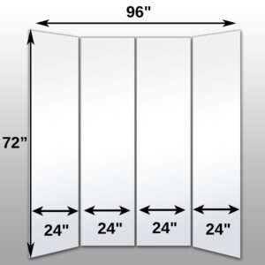 Mirrorlite® Folding Glassless Mirror(4 Panels) 72" x 96" x 1"(Opened) 24" x 72" x 4"(Folded)