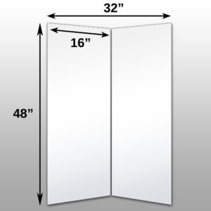 Mirrorlite® Folding Glassless Mirror(2 Panels) 32" x 48" x .75"(Opened) 16" x 48" x 1.5"(Folded)